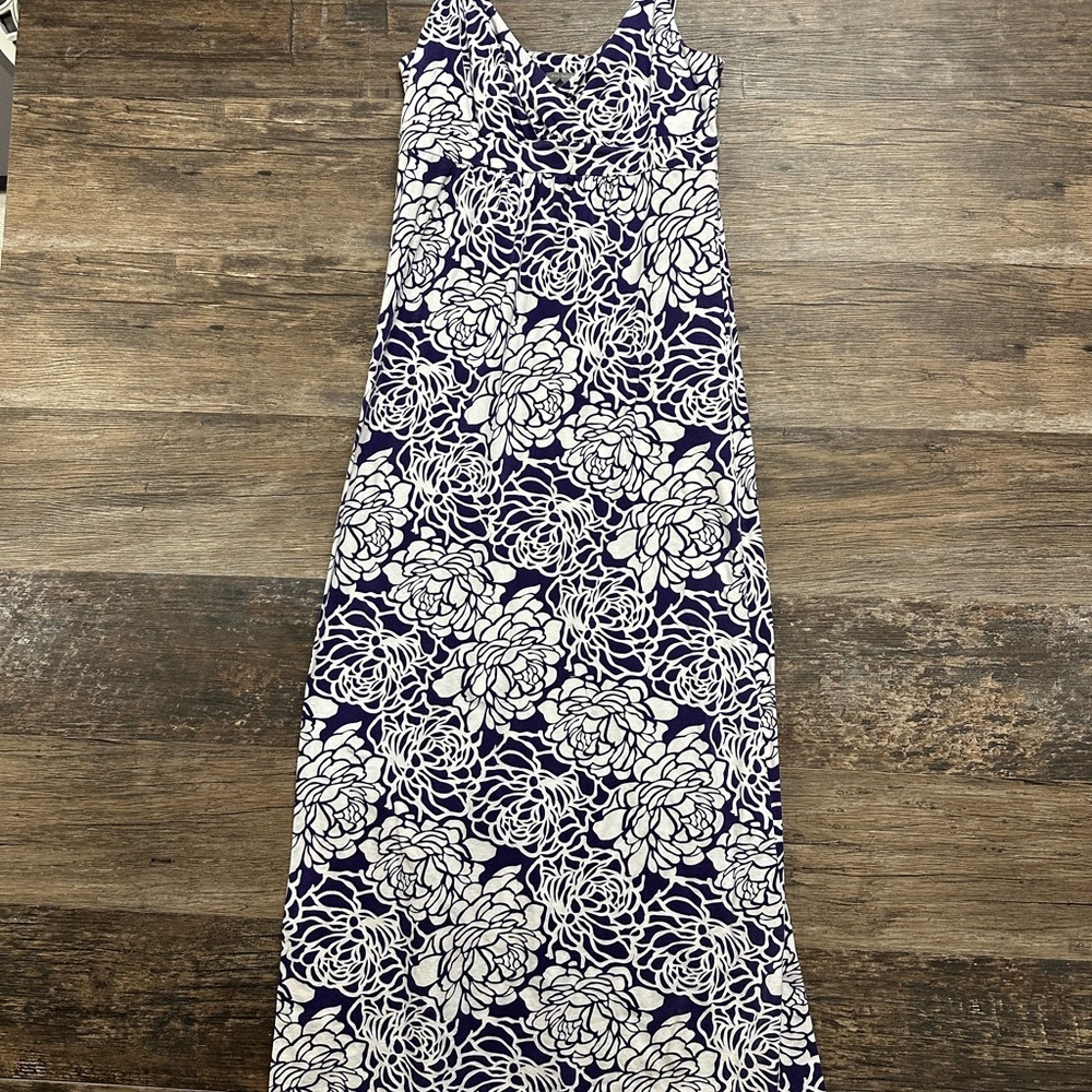 LOFT Floral Purple White‎ Maxi Dress